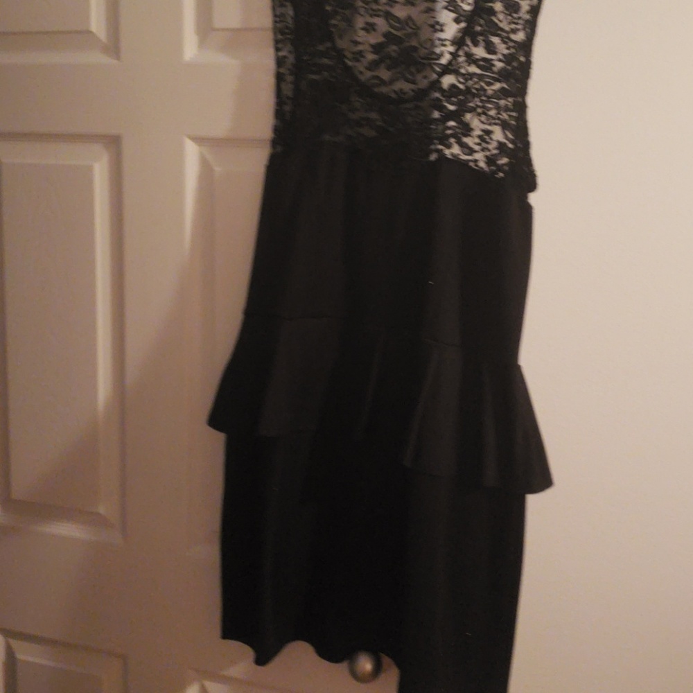 Black peplum mini dress